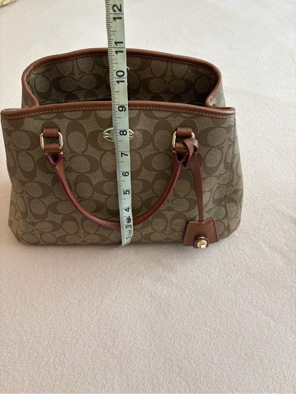 Coach Khaki/Chestnut Signature Satchel with Matching Accessories - Picture 14 of 16